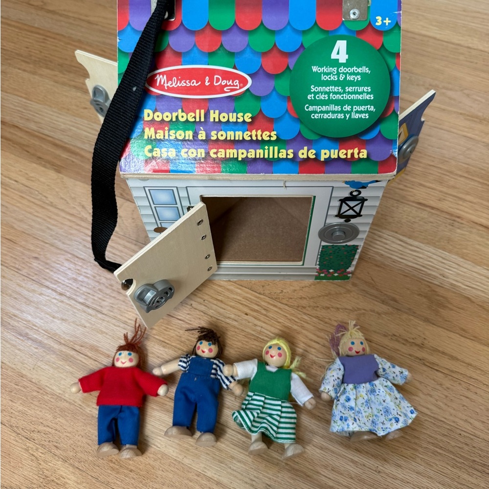 Melissa & Doug Wooden Doorbell House Toy - Red, Green, Blue, Purple, White - Picture 8 of 8